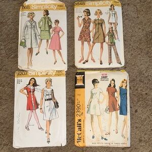 Vintage 1970s McCall and Simplicity sewing patterns 4pc lot